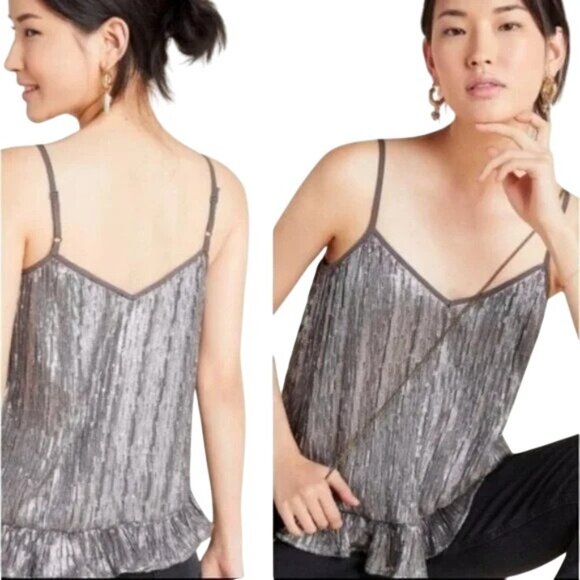 Anthropologie Amelie Gray Sequin Top - Picture 1 of 7